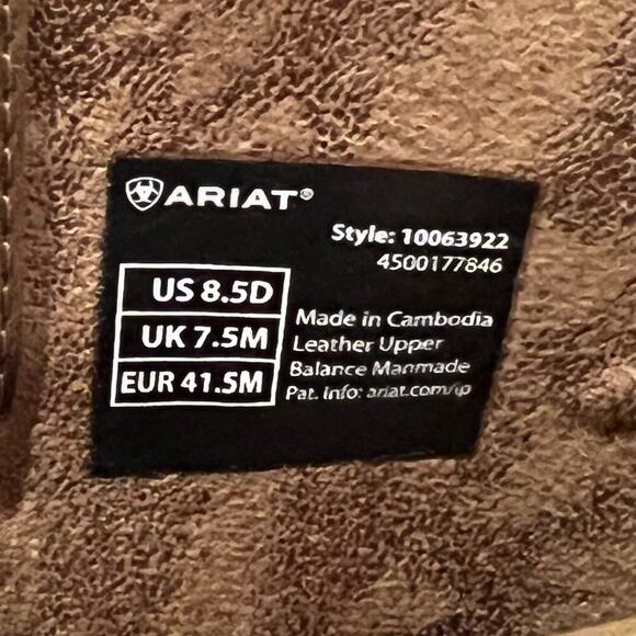 Ariat Men\'s Ricochet Wide Square Toe Cowboy Boot Brown White Size 8.5D NWT main image 7